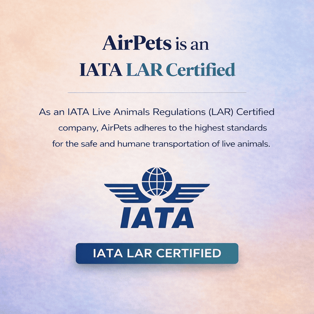 AirPets is an IATA LAR Certified Pet Relocation Agency
